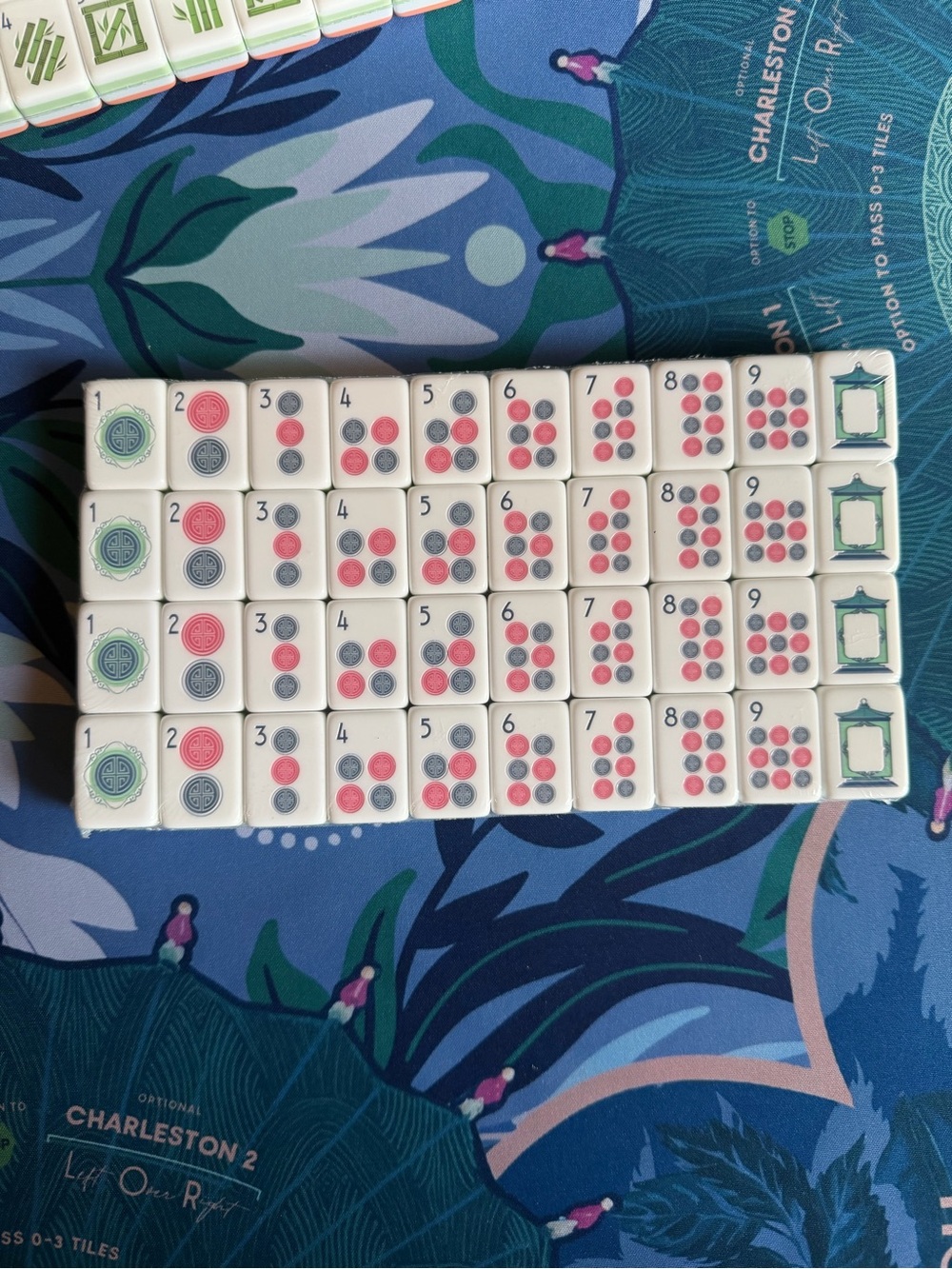 Coral Pink, Green and Light Blue Mahjong Tiles - Picture 4 of 7